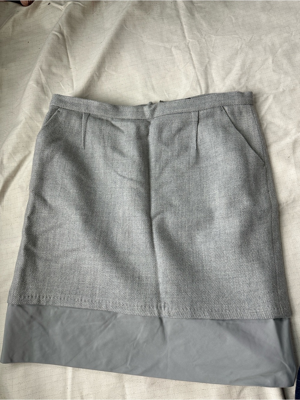 BCBGMaxAzria Light Grey Pencil Skirt with Contrast Hem